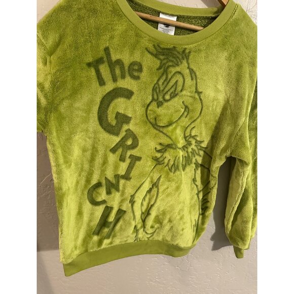 Dr. Suess The Grinch Green Plush Crewneck Christmas Sweater - Picture 4 of 9